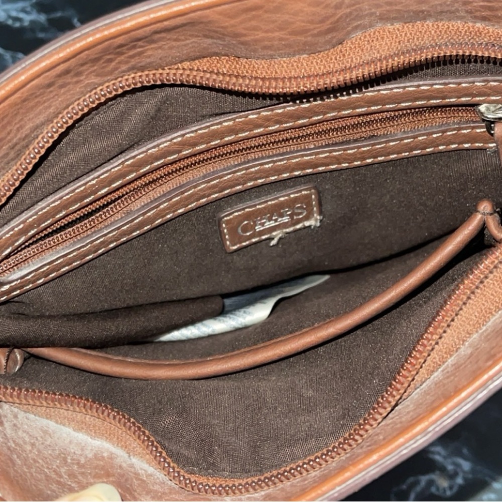 CHAPS Handbag Crossbody Purse Brown Tan - Picture 6 of 11